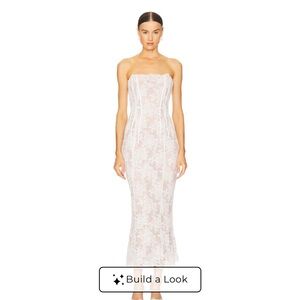 V. Chapman Capulet Midi Dress in White Chantilly Lace